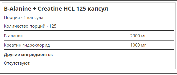Sportline B-Alanine + Creatine HCL (125 капс.)