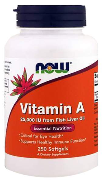 NOW Vitamin A 25000 IU (100 капс.)