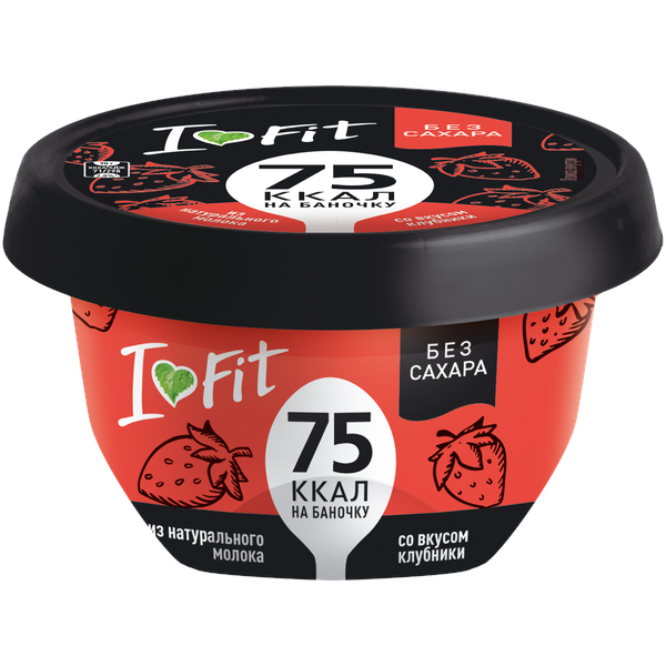 Диетическое мороженое I LOVE FIT Клубничное, без сахара (95 г)