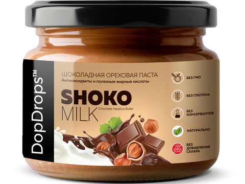 DopDrops Паста молочный шоколад с фундуком "ShokoMILK Hazelnut Butter" (250 гр)