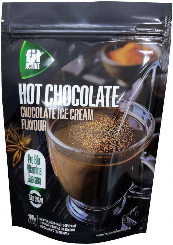 Низкокалорийный горячий шоколад с шоколадным пломбиром Fit Active (200 гр)