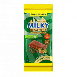 SNAQ FABRIQ Milky Молочный шоколад с фисташкой и хрустящим тестом (75 гр.) DUBAI