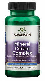 Swanson Mineral Citrate Complex-Calcium, Magnesium, Zinc, Potassium (60 капс.)